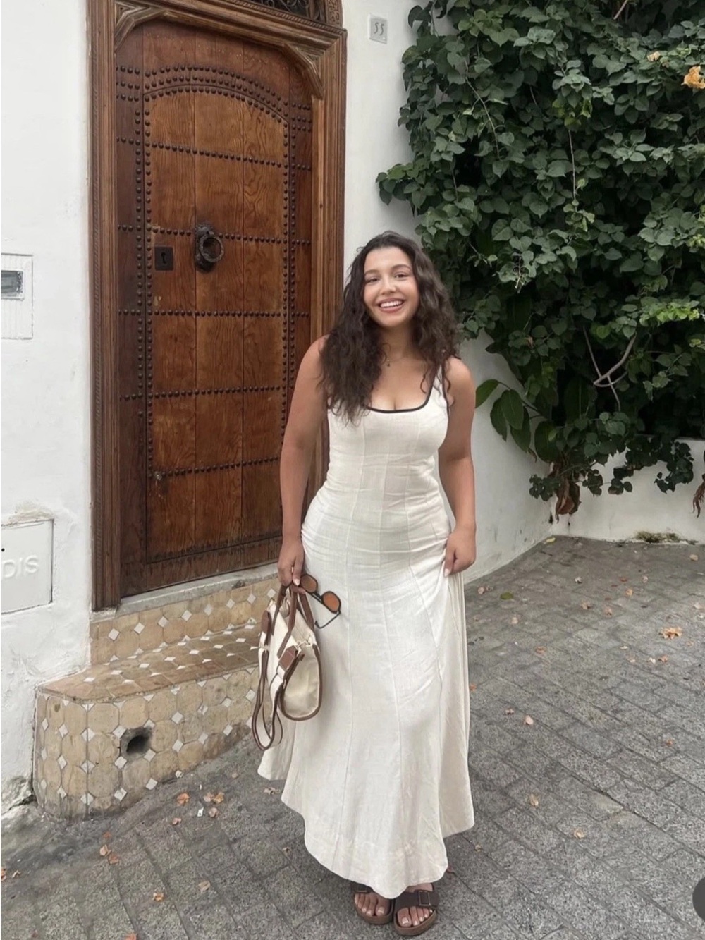 Zara Cream Sleeveless Maxi Dress with Square Neckline